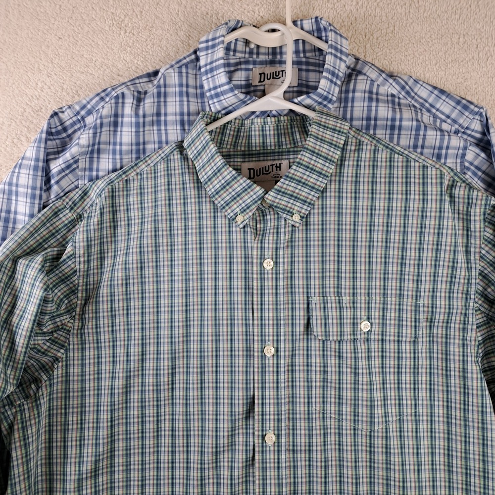Duluth Trading Co Men's XL Relaxed Fit Plaid Button Down Shirts Lot of 2